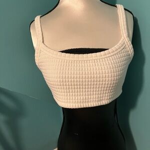 Princess Polly White Textured Crop Top
